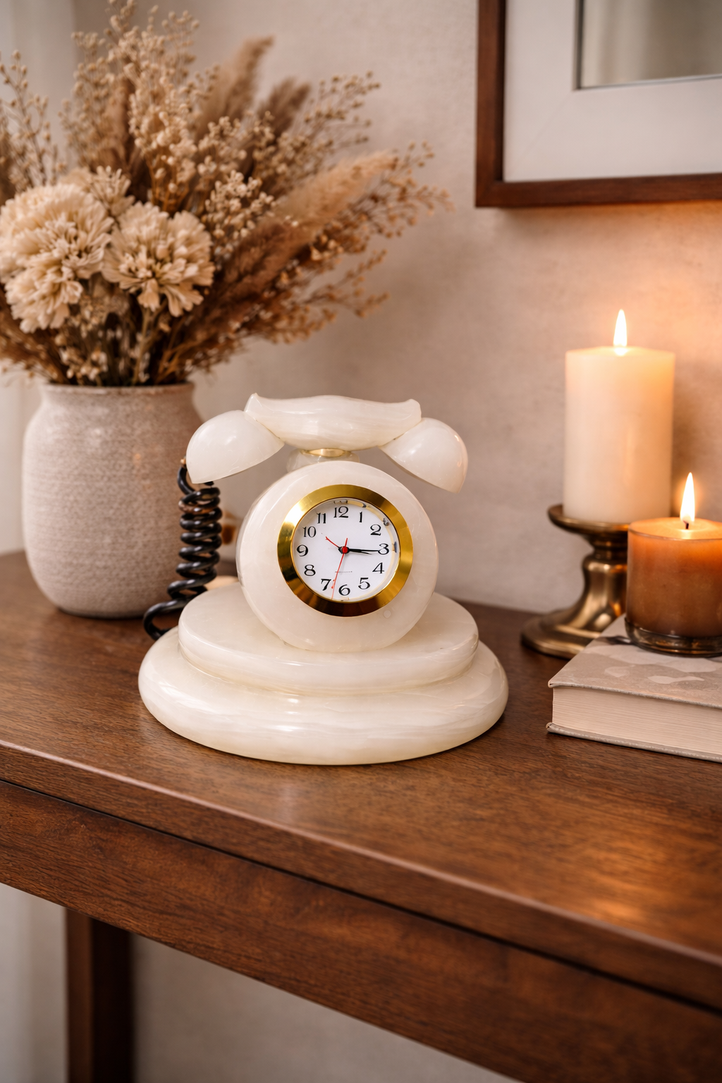 natural onyx desk clock luxury console table decor modern home