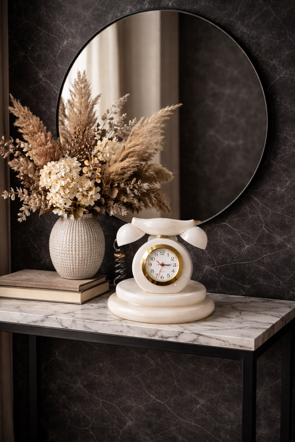 luxury onyx desk clock decorative vintage phone design home decor 
