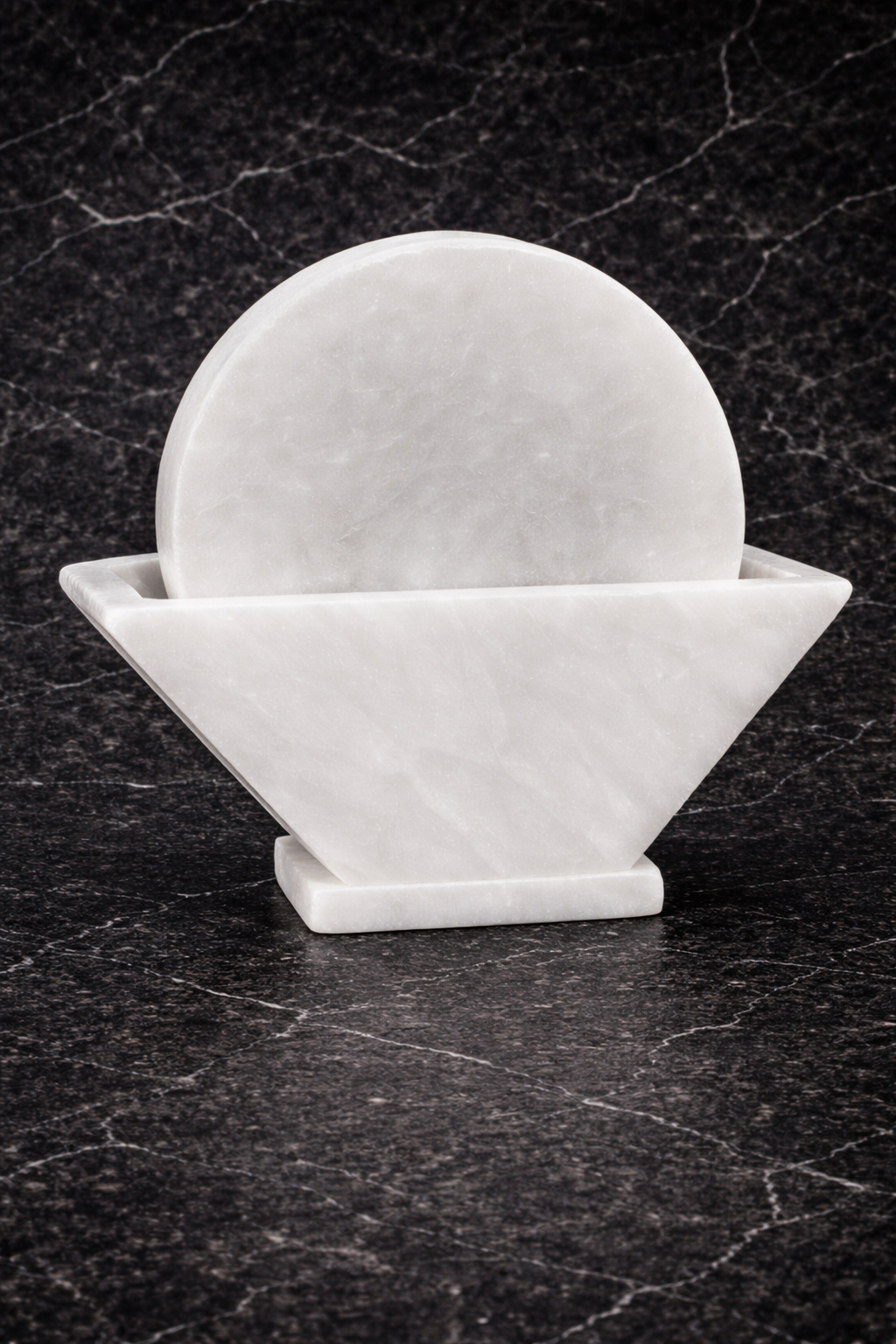 Rare view of handcrafted marble drink coasters with colourful stone inlay artwork – natural stone coaster set for home décor