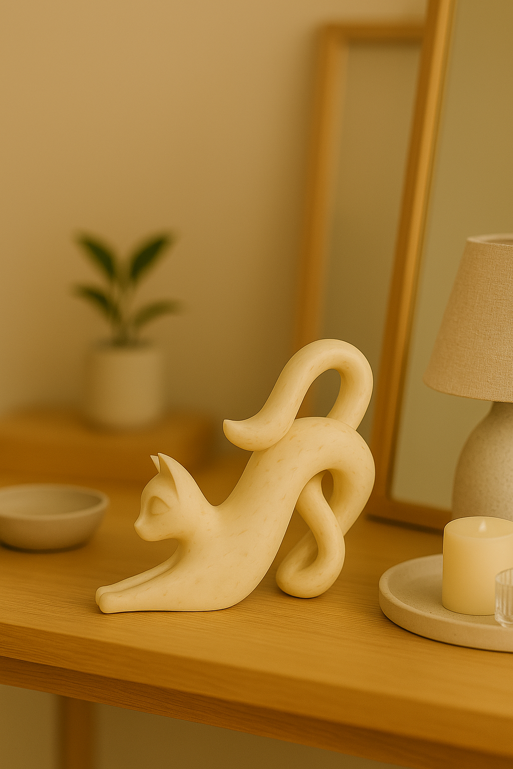 12” Marble Cat Sculpture – Luxury Stone Décor